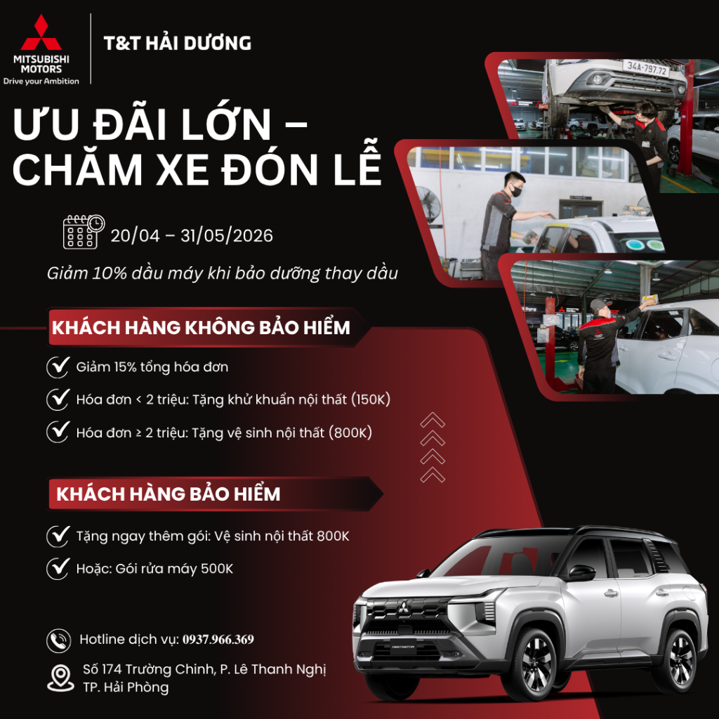 CHĂM XE ĐÓN LỄ – ƯU ĐÃI CỰC LỚN TẠI MITSUBISHI T&T HẢI DƯƠNG